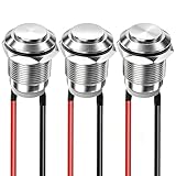 Gebildet 3 stücke Momentan Druckknopf Schraubklemmen Edelstahl Metall wasserdichte Taste 12mm 2A 12V/24V/125V/250V(Flachkopf) Gebildet 3 stücke Momentan Druckknopf Schraubklemmen Edelstahl Metall wasserdichte Taste 12mm 2A 12V/24V/125V/250V(Flachkopf)