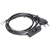 Kopp 140305098 Euro-Zuleitung 2 m, mit Zwischenschalter, schwarz, 2m