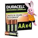 Duracell Akku AA, wiederaufladbare Batterien AA, 4 Stück, Unsere Nr. 1 - längste Haltbarkeit pro Aufladung, vorgeladen